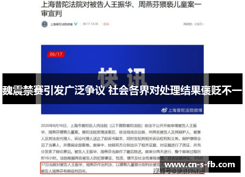 魏震禁赛引发广泛争议 社会各界对处理结果褒贬不一