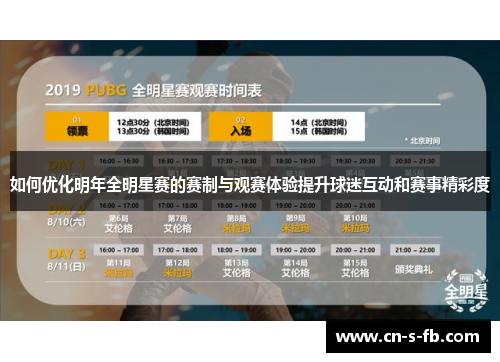 如何优化明年全明星赛的赛制与观赛体验提升球迷互动和赛事精彩度